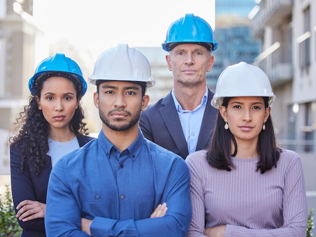 business people architect team city construction leadership architecture site portrait confident group expert engineers with arms crossed teamwork building town 590464 190910